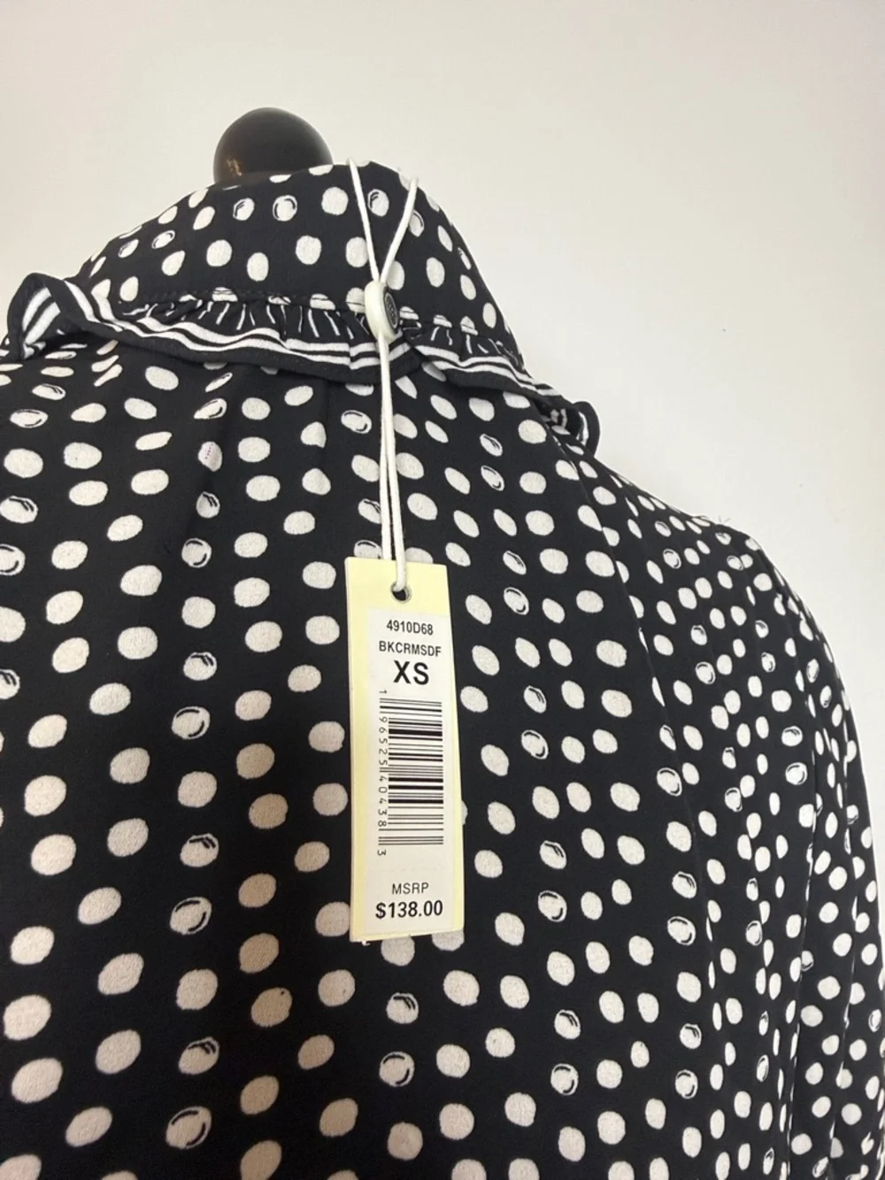 Max Studio London Polka Dot Maxi Dress Tie Waist Feminine Summer XS NWT - Picture 4 of 9